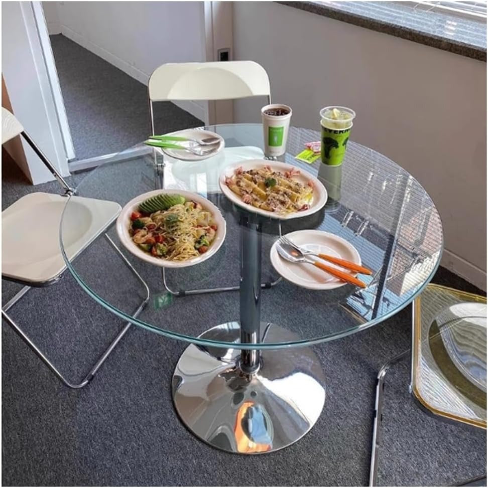 HYYTEIBL 23.4" Round Glass Dining Table