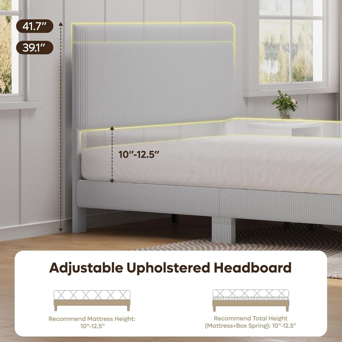 Queen Bed with Adjustable Headboard