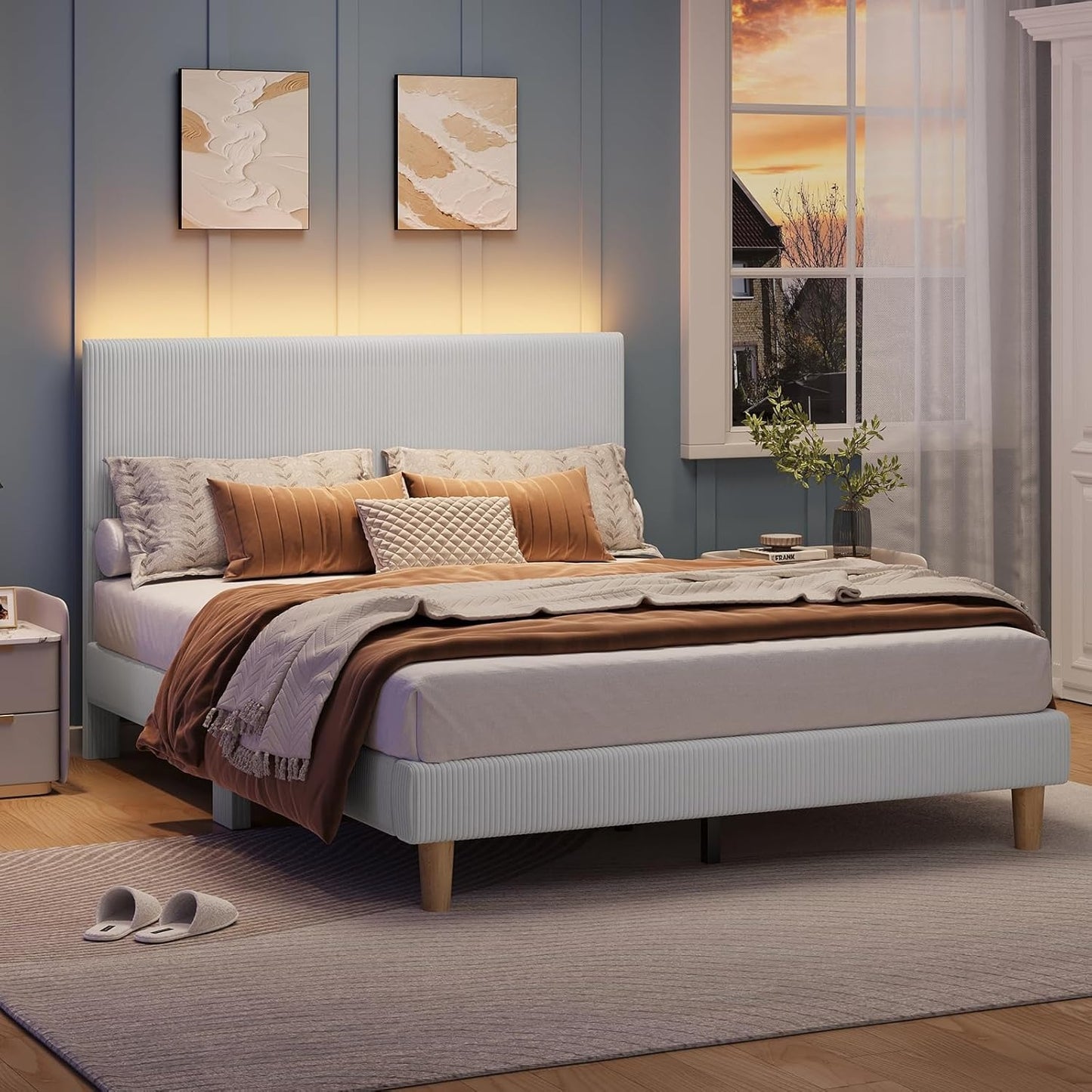 Queen Bed with Adjustable Headboard