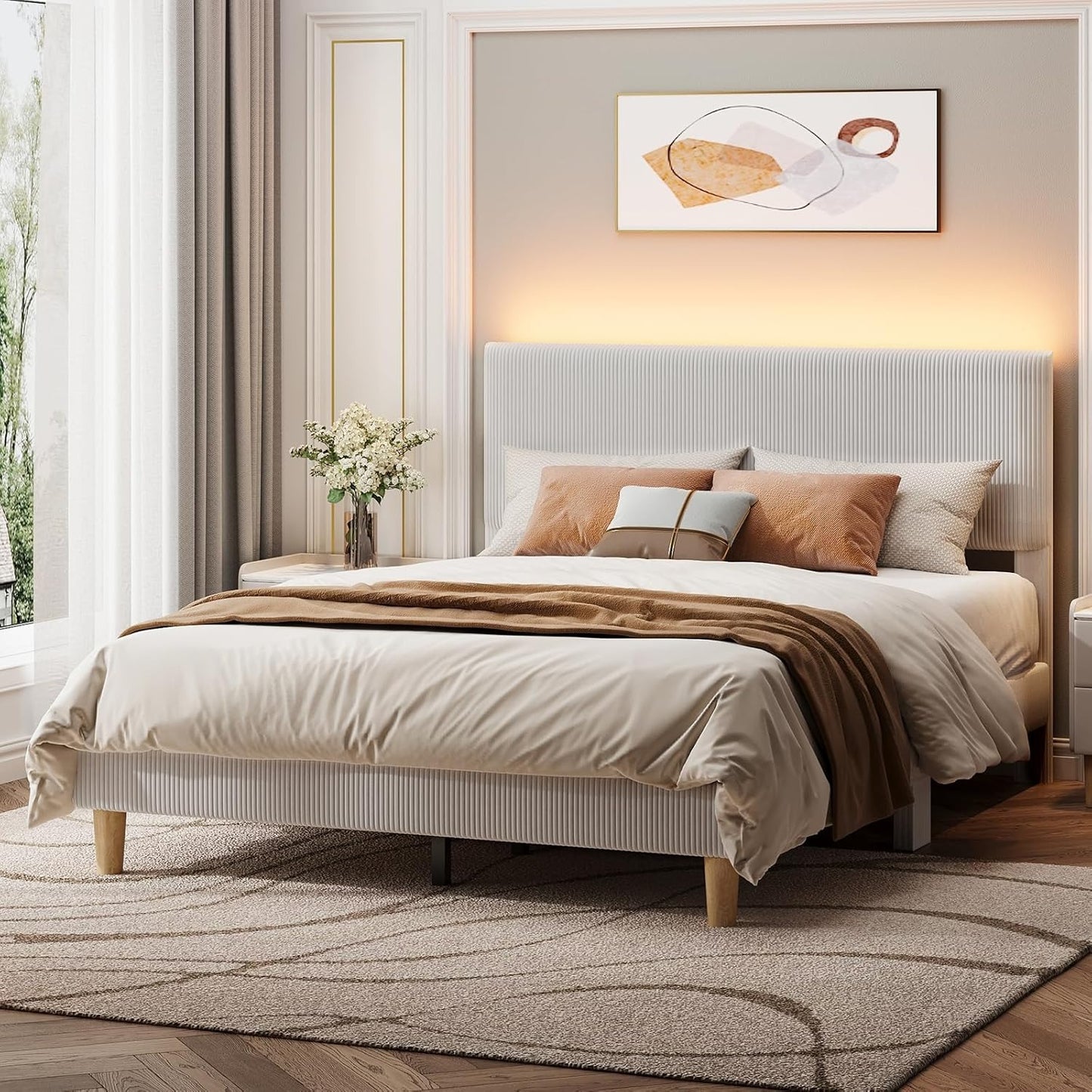Queen Bed with Adjustable Headboard