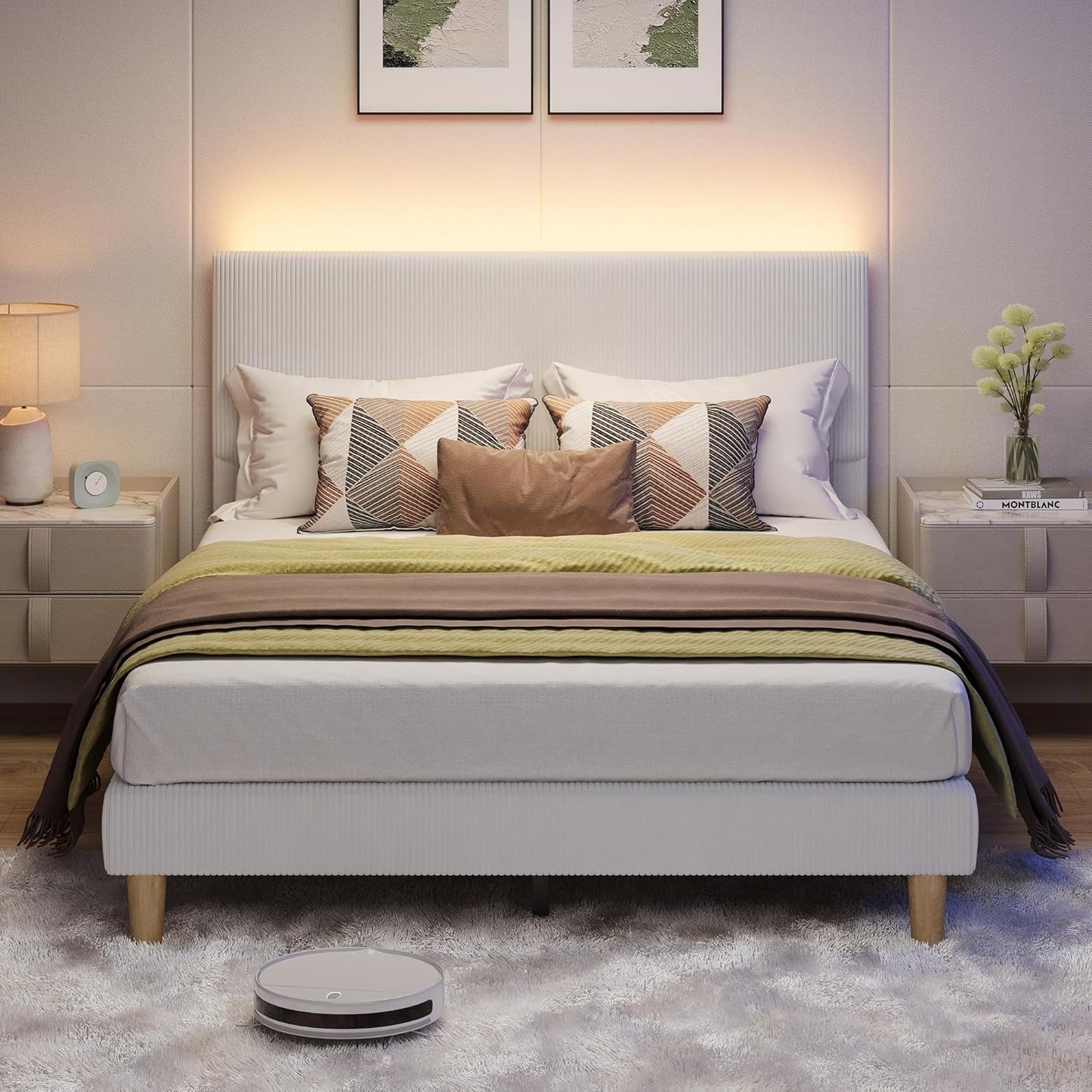 Queen Bed with Adjustable Headboard