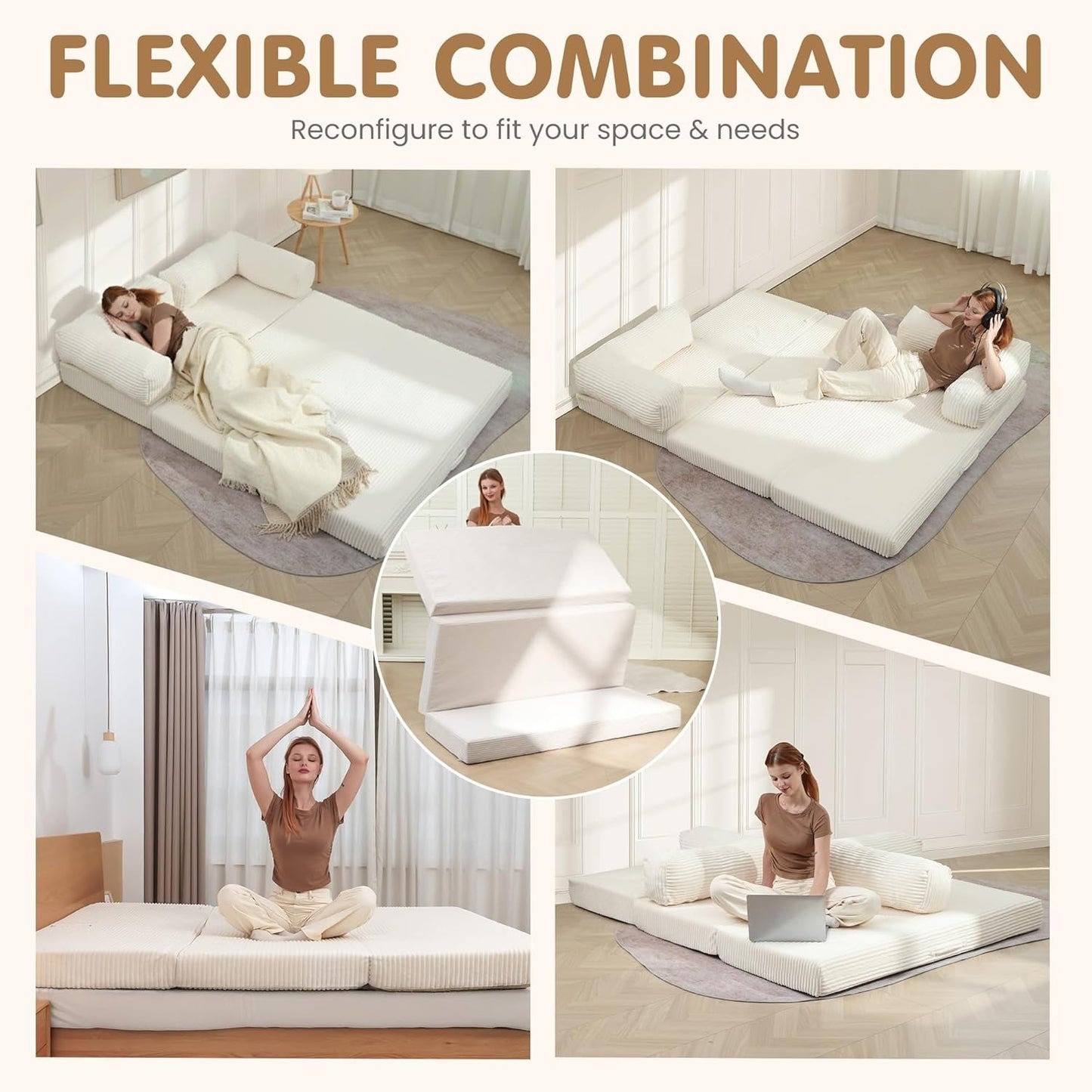 Convertible Sofa Bed Queen,5-in-1