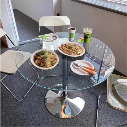 HYYTEIBL 23.4" Round Glass Dining Table