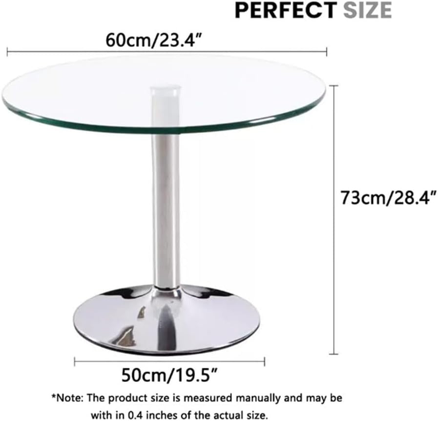 HYYTEIBL 23.4" Round Glass Dining Table
