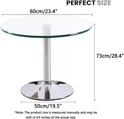 HYYTEIBL 23.4" Round Glass Dining Table