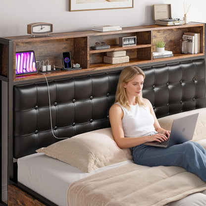 EnHomee Queen Bed Frame with 4 Storage Drawers